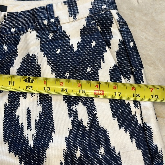 J Crew Collection | Silk Ikat Print Cigarette Pants | Navy & White | Women's 6 - Picture 6 of 15